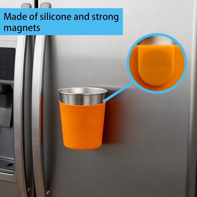 Rich&Ray Magnetic Cup Sleeve, 8oz Reusable Silicone Sleeve without Cups, Suitable for Water Cooler and Refrigerator, 2 Pack (Cup Not Included) - Image 2